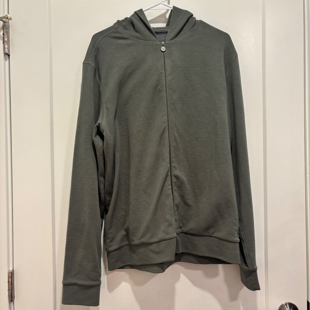 Vuori Mens Waffle Knit Full Zip Hoodie Olive Green V259 Size L
